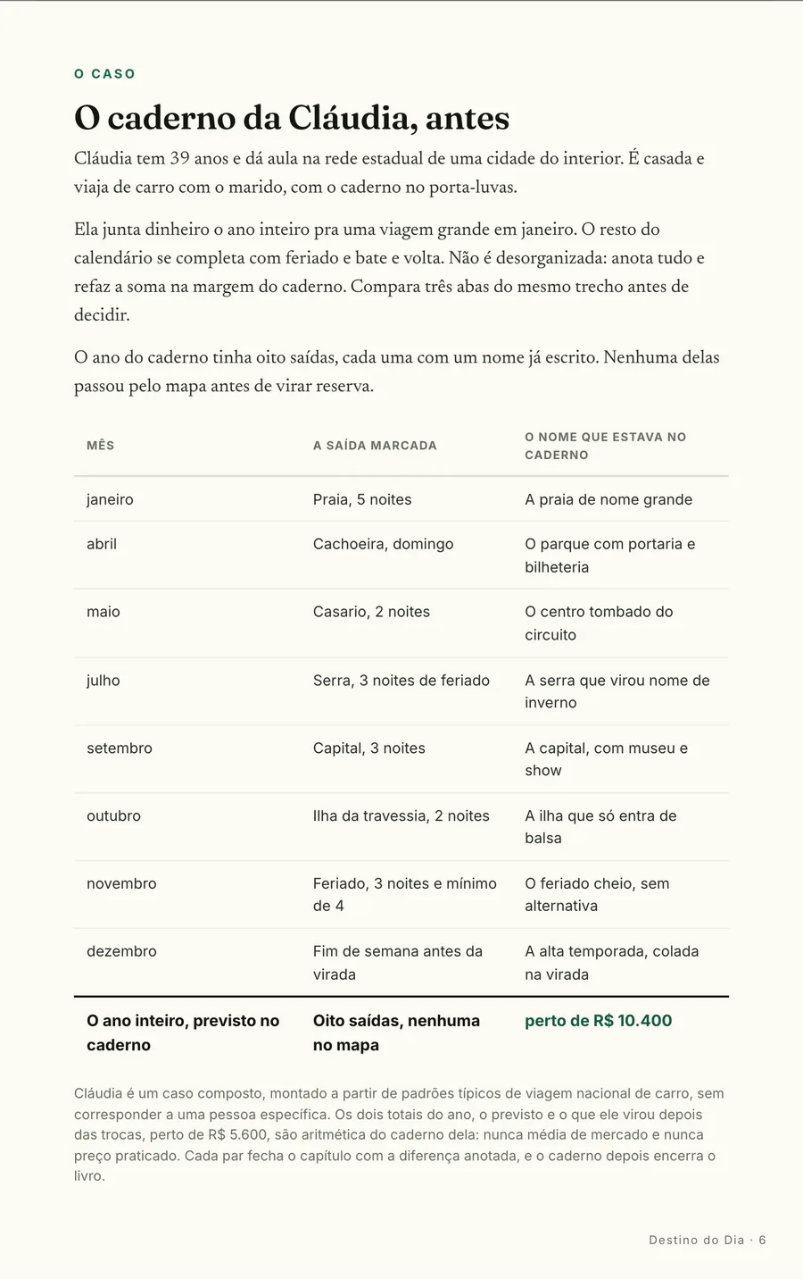 Página real do guia: O caso